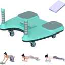 Balance Board for Core Workout, Portable Pure Plank Support with 4 Caster Wheels, Quick Assembly, Convertible into Abdominal Board, Home Fitness Equipment for Full Body Workout (Green)