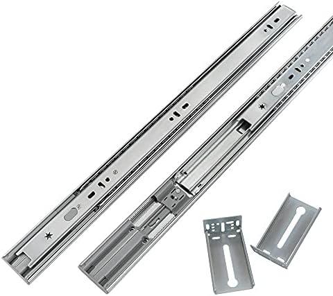 LONTAN 1 Pair 22 Inch Side Mount Soft Close Drawer Slides 3 FOLD Full Extension Drawer Glides - 4502S3-22 Heavy Duty Ball Bearing Cabinet Rails with Rear Mounting Brackets 100 LB Capacity