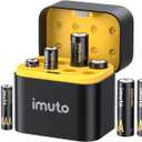 imuto Rechargeable 4 AAA and 4 AA Batteries Lithium with Charger,8 Pack 1.5 V Triple A Double A Batteries Rechargeable, Long Lasting Lithium Battery with Integrated Charging Storage Box(4AAA+4AA)