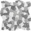 Pebble Tile for Shower Floor, Grey with White Geometric Pebble Mosaic Backsplash for Kitchen Bathroom Wall and Floor, 5 Sheets