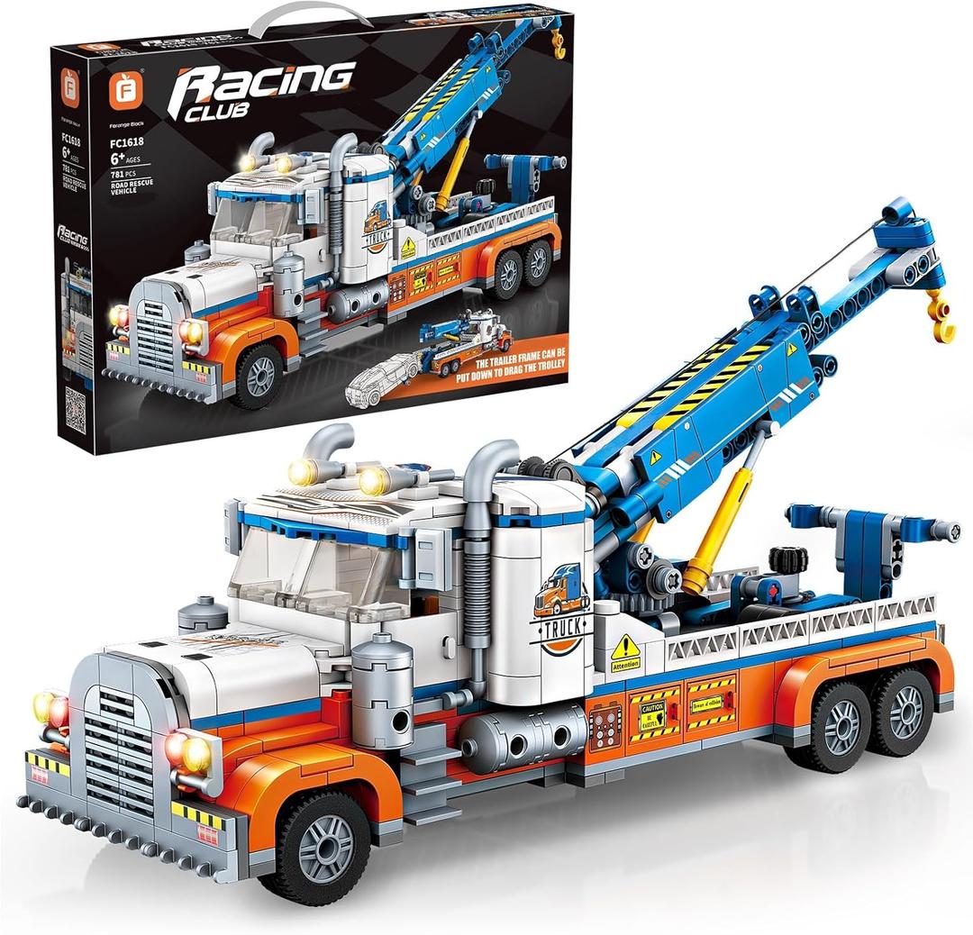 Tow Truck Building Block Set,Road Rescue Vehicle with Crane Toy Model Building Kit,City Crane Construction Vehicles Building KIt,Gifts for Kids Ages 6+ Tow Truck Building Block Set,Road Rescue Vehicle with Crane Toy Model Building Kit,City Crane Construction Vehicles Building KIt,Gifts for Kids Ages 6+
