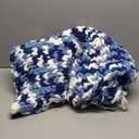 Amlie Home Chunky Knit Throw Blanket for Couch, Soft Chenille Crochet Blanket for Sofa, 50"x60", Space-Dyed Blue
