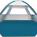 COMMOUDS Beach Tent Sun Shade for 3 Person, UPF 50+ Beach Sun Shelter Canopy Tent, Lightweight, Easy Set Up and Carry (Silver)
