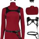 Women Cosplay Dress Outfit Holster High Neck Costume Slim Fit Knitted Sweater Skirt Halloween (Large)