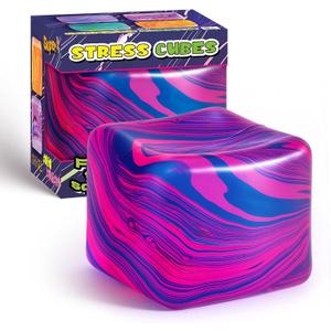 2 x Fidget Toys Squishy Stress Cube, Stress Balls for Adults Kids Squishies Anxiety Relief, Cube Squishy Sensory Toys for Kids Ages 3+, Fidgets for Classroom Prizes Party Favors Toys (Purple)