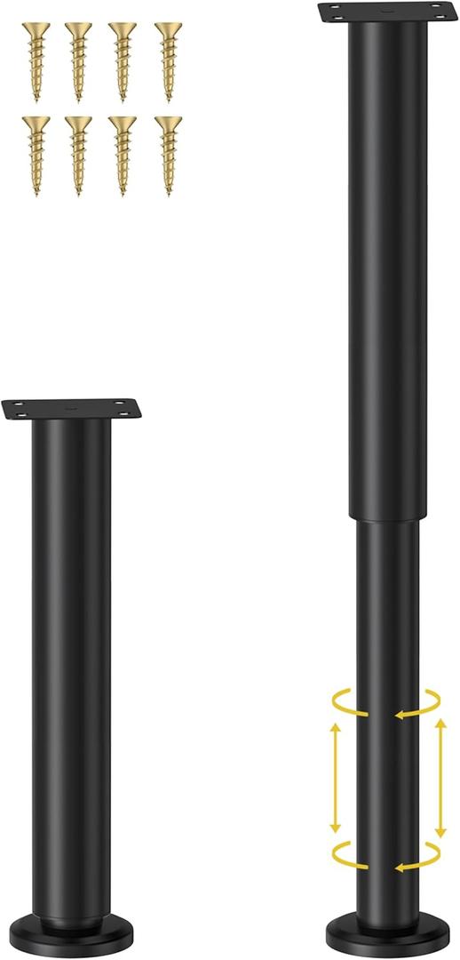 Wlrrcwdttc 2 Pcs Adjustable Height Bed Support Legs for Bed Frame/Bed Center Slat, Metal Adjustable Furniture Legs 10-17 inch for Bed/Sofa/Cabinet/Couch/Dresser/Table,Heavy Duty Bed Replacement Legs