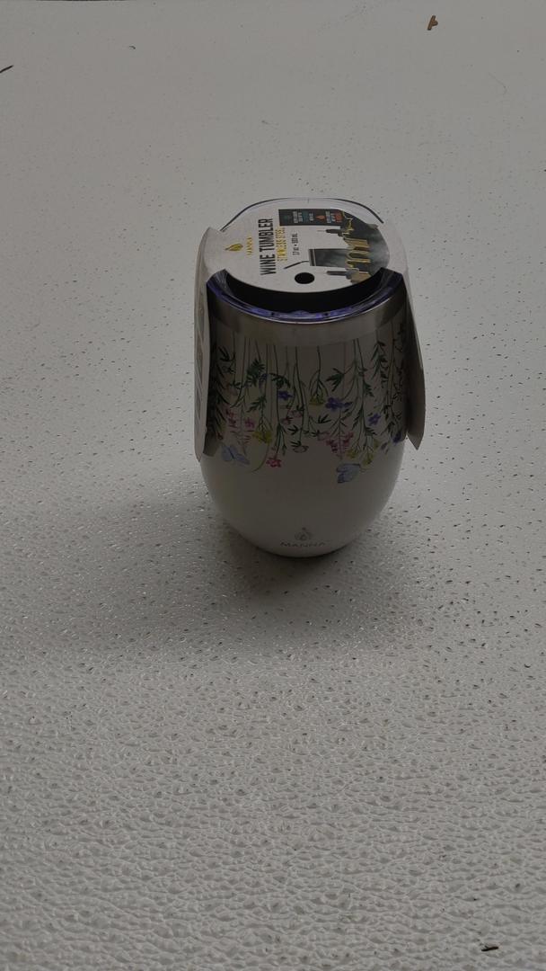 Kroger - Manna™ Wine Tumbler - White with Flowers,17 oz