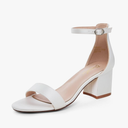 GENSHUO Women's Low Kitten Heel Sandals Strappy Open Square Toe Dress Heels Comfortable Sexy Cute Ankle Strap Wedding Party Prom Summer Heeled Shoes 8