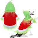 Abbylike Dog Christmas Outfit Holiday Pet Character Green Hoodie Shirt with Hat for Dogs and Cats Christmas Pet Clothes Cute Dog Christmas Outfit Cosplay Party as Shown (Classic,XL)