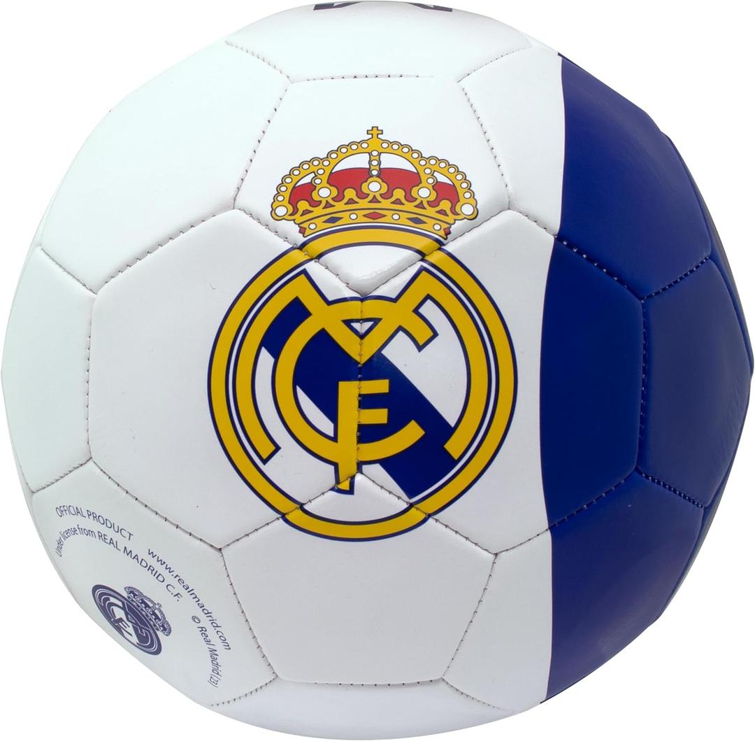 Maccabi Art Official Real Madrid Soccer Ball, Size 5 Football, Authentic Club Logo, Premium Fan Collectible for Training, Play & Display (White)
