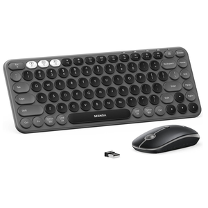 seenda Bluetooth Wireless Keyboard and Mouse Combo, COE203 Quiet Round Keycaps, 3Device MultiConnection, Bluetooth & 2.4G USB Receiver, Wide Compatibility with iPad/Tablet/Laptop/Mac/Windows, Black