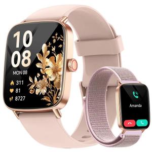 Smart Watch for Women, 1.85" HD Smartwatch Compatible iPhone/Samsung/Android (Answer/Make Calls), 100+ Sport Modes Fitness Tracker with Heart Rate/Sleep/SpO2 Monitor, IP68 Waterproof, with 2 Bands