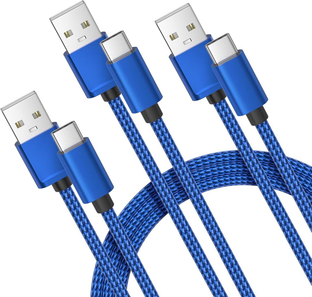 Basesailor USB Type C Charger Cable 3Pack 3.3/6.6/10FT,Charging Cord for iPhone 16 15 Pro Max 2024,Samsung Galaxy A10E A03s A14 A13 A12,A20 A21 A22,A33 A34,A42,A54 A53 A52 A51,S24 S23 S22 S21 Plus (Blue)
