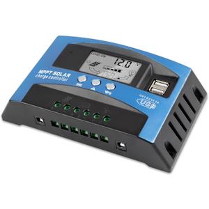 100A MPPT Solar Charger Controller 12V/24V Auto Intelligent Regulator with LCD Display/Dual USB Port/Adjustable Parameter/3 Load Modes Fit for Lead-Acid, Lithium-Ion and Lithium Iron Phosphate Battery