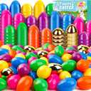 50 PCS 3 Inch Large Plastic Easter Eggs Bulk Include Surprise Golden Eggs, Colorful Fillable Empty Eggs for Easter Basket Stuffers Fillers Easter Hunt Filling Party Favors Classroom Prize Supplies