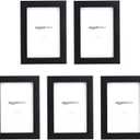 Amazon Basics Rectangular Picture Frame Set for Wall Hanging or Tabletop Display, 6 x 4 in, Black, 5-Pack