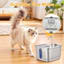 SEIRMEP Stainless Steel Cat Water Fountain, 101oz/3L Automatic Pet Water Fountain, Dog Water Fountain with Replacement Filters for Cats, Small Dogs (2 Filters and 2 Sponges)