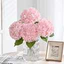 MARTINE MALL 3Pcs 21in Hydrangea Artificial Flowers, Latex Real Touch Hydrangeas Lifelike Large Hydrangea Flowers for Home Decor Party Arrangements Wedding Bouquets Centerpieces (Light Pink)