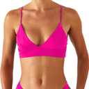 Women's Bikini Top Soild Color Push Up V Neck Bathing Suit Swimsuit Top, M