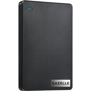 GAZELLE High-Speed 1TB Ultra Slim Portable External Hard Drive - 2-in-1 Type C & USB 3.0, Compatible with PC, Mac, Laptop, PS4, Xbox, iPad, Tablet, Mobile (Black) 