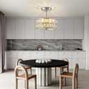 SeeU Modern Semi Flush Mount Ceiling Light Fixture Chrome Crystal Chandelier 4 Heads Chrome Crystal Celing Chandelier