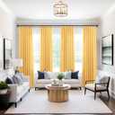 Yellow Gold Linen Curtains 84 Inch Length for Living Room 2 Panels Rod Pocket Drapes Light Filtering Semi Sheer Mustard Golden Yellow Curtain for Bedroom Fall Autumn Decor 52x84 Long Sunflower Colored