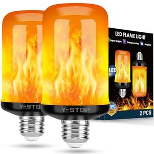 Y- STOP Upgraded LED Flame Light Bulbs, 4 Modes Flickering Light Bulb Outdoor with Upside Down Effect, E26 Base Flame Bulb for Christmas Decorations Outdoor, Halloween Lights, Party Decor (2 Pack) - Amazon.com