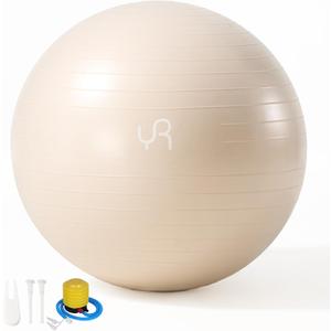 YR Exercise Ball 21.6''/25.6''/29.5'' Yoga Ball for Workout Pregnancy Stability, Anti Burst Fitness Ball for Home Gym, Core & Balance Training, Physical Therapy - White, 75CM