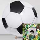 VitalCozy 6.5Ft Round Spandex Backdrop Cover - Sports Theme Arch Backdrop for Party & Photography - Birthday Decoration, No Stand or Balloons Included(Black and White) (LA-LUAL-OG82)