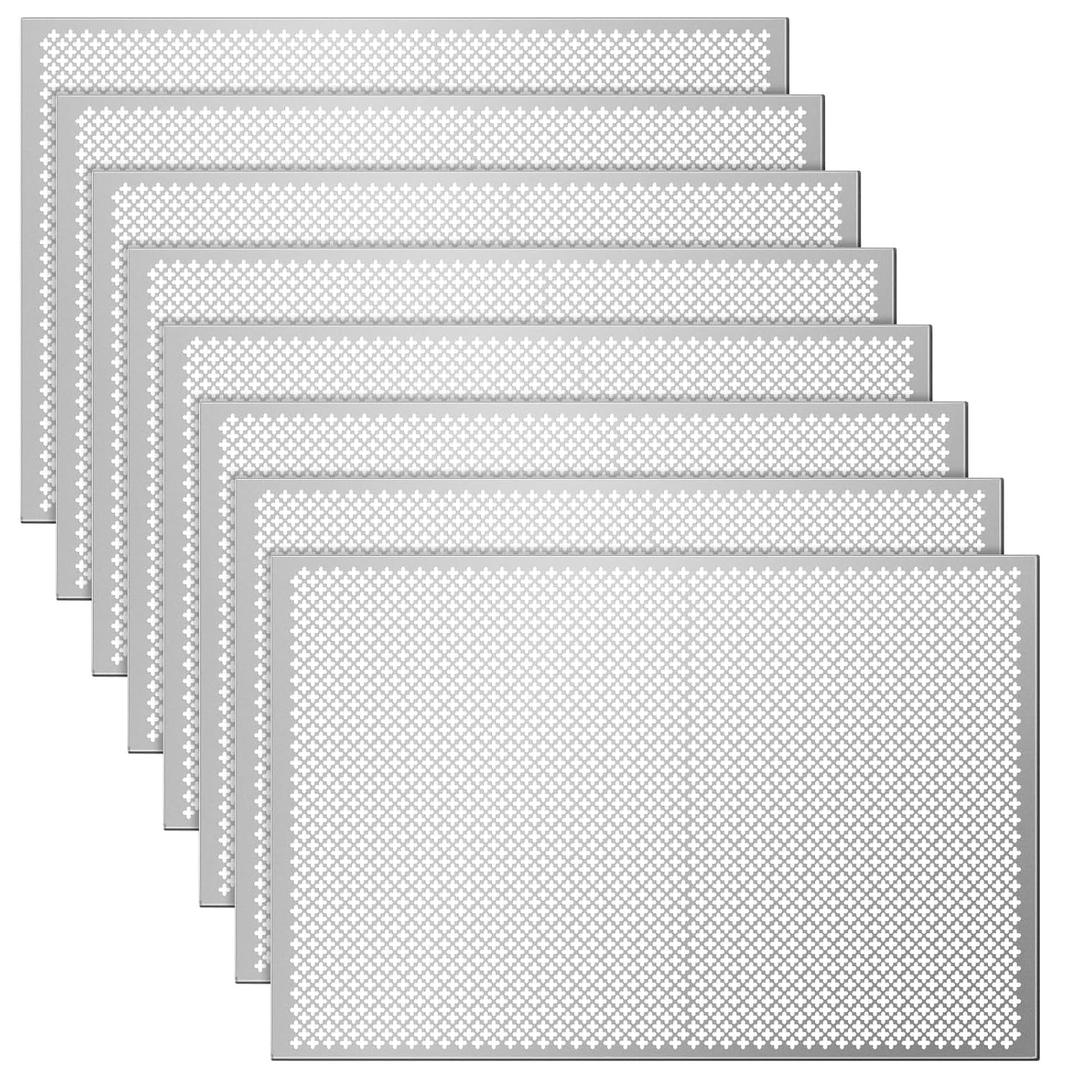 Gisafai 8 Pcs Cloverleaf Aluminum Sheet 2 Feet by 3 Feet Perforated Metal Sheets 0.02 Inch Thick Metal Mesh Aluminum Sheet Decorative for Indoor Outdoor (Silver)