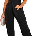 BLENCOT Womens Jumpsuit Short Sleeve Casual v Neck Belted Wide Leg Formal Rompers Jumpsuits, Black, Large