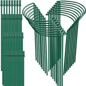 16 Pack 32 or 16 inch Adjustable Plant Support Stakes, Heavy-Duty Half Round Peony Support, Garden Plant Stakes Cage for Outdoor Plants, Peony, Tomato, Hydrangea, (16In Support +16In Extension Tubes)