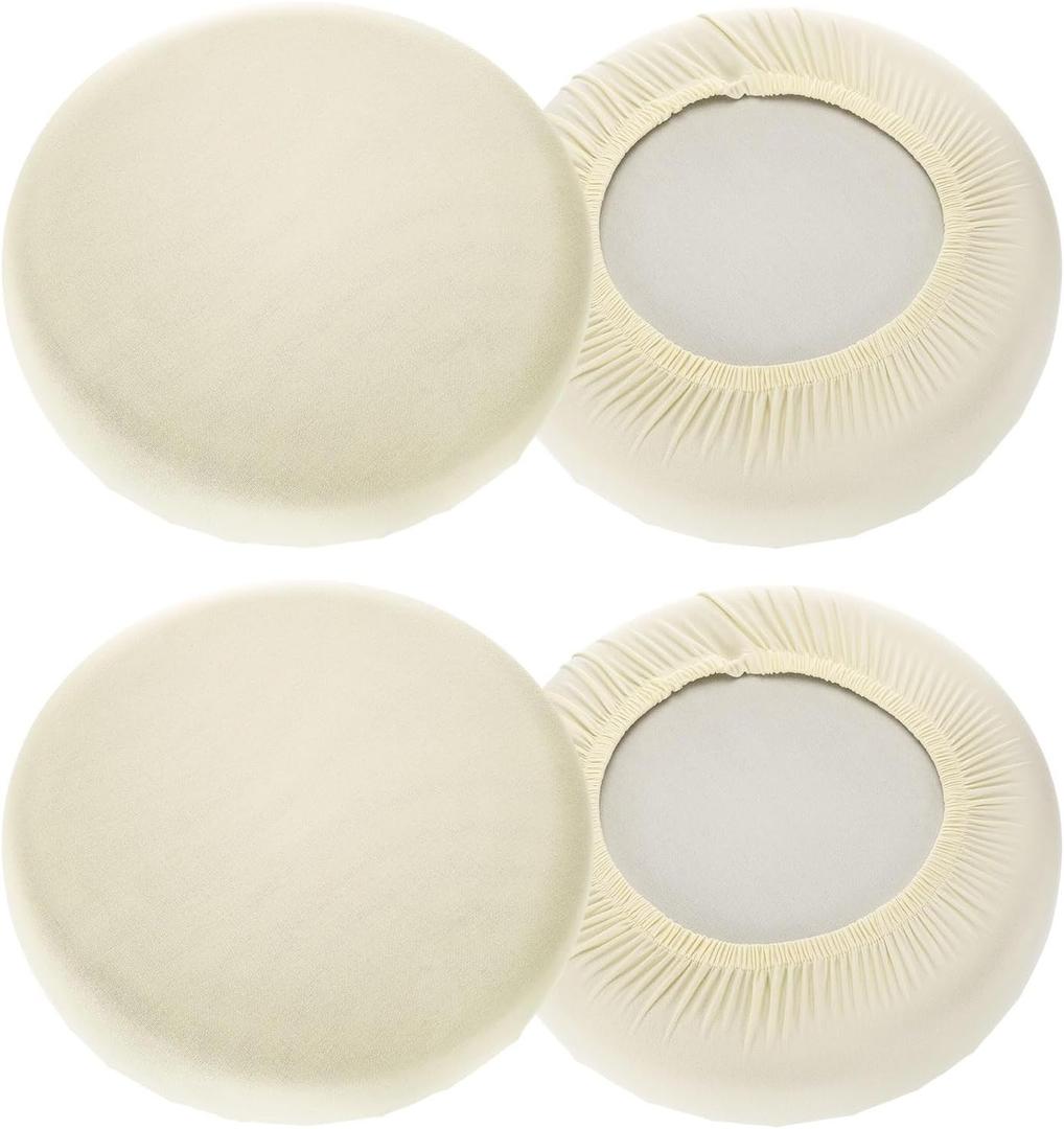 uxcell 4 Pack Stool Covers Round, 16-18 Inch Bar Stool Covers Washable Dustproof Slipcover Seat Cushion with Elastic for Bar Kitchen Living Room Decor, Cream White