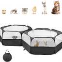 Pawaboo Small Animals Playpen, Portable Chicken Coop Run Large Chick Brooder with Zipper Splicing, Pop Up Pet Enclosure Cat Tent for Guinea Pig Bunny Puppy Indoor Outdoor, Black