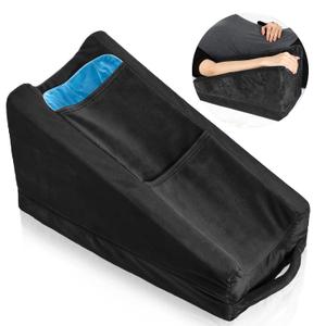 Buryeah Arm Elevation Pillow with 2 Pockets, Soft Ergonomic Support Pillow for Elbow Rest Wedge Broken Arm Gifts with High Density Foam for Recovery Sleeping(Black)
