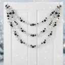 Liliful 2 Pcs Black Christmas Garland Decorations 6 ft Black and Silver Ball Ornaments Gothic Bulb Garland Xmas Tree Bauble Decoration for Party Supplies Indoor Outdoor Home Decoration