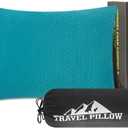 Travel Size Pillow Camping Pillow, Compressible Memory Foam Pillow, Breathable and Soft for Travel Airplane Car Hiking Outdoor (M-17.7 x 13.8 Inch, Turquoise Blue)