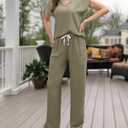 Women's Casual 2-Piece Set - Wide-Leg Pants & Batwing Sleeves (XL)