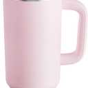 40 oz Tumbler with Handle and Straw: Stainless Steel Insulated Tumbler Keeps Cold for 24 Hours, Leakproof Travel Cup Fits in Cup Holder and BPA-Free, Cotton Candy