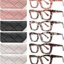 CCVOO 6 Pack Oprah Reading Glasses for Women, Eyeglasses, Blue Light Readers for Women, Computer Eye Glasses, Cheaters (A3 Mix)
