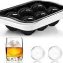 Whiskey Ice Ball Maker, [Fill without Funnel & Easy Release] 2.2'' Round Large Iced Cube Trays with Cover, Reusable Sphere Silicone Ices Tray with Lids for Bourbon, Gift for Brandy Lover