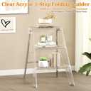 Acrylic 3 Step Ladder, Folding Transparent Step Stool with Anti-Slip Steps
