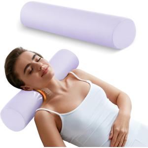 Memory Foam 4 Round Pillow, Cervical Neck Pillow for Pain Relief, Cylinder Pillows 18"x 4", Neck Roll Pillow for Sleeping, Removable Cooling Cover, Porous Dots