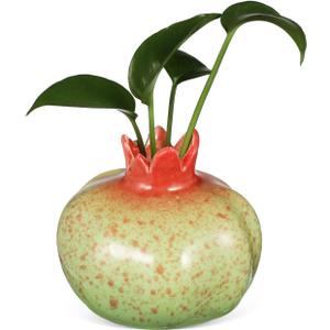 Didiseaon Pomegranate Vase, Realistic Red Vase Ceramic Fruit Planter with Internal Water Culture Compartment for Home Office Bookshelf Pomegranate DecorAesthetic Bud Centerpieces 4.13x3.54in
