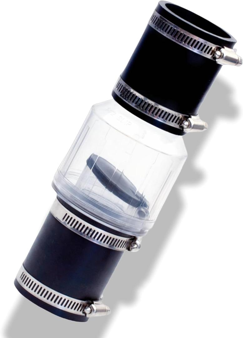 Silent Check Valve - 1 1/2 Check Valve for Condensate and Sewage Pipes -Loaded Flapper Durable Plastic Body, One-Way Drain Valve