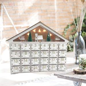 Christmas Wooden Advent Calendar Desktop Decor 24 Drawers for Ornaments