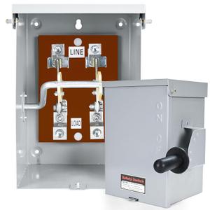 200-Amp, 2 Pole 120V/240V General Safety Switch, Non-Fused AC Disconnect Switch Box, Outdoor&Indoor, NEMA-3R Enclosure, Anti Corrosion and Rust Prevention with Ground Kit (200A)