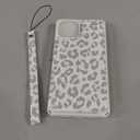 Cavor for iPhone 13 Case with Card Holder, for iPhone 13 Wallet Case for Women Men, Stand and Strap,Leopard Grain Shockproof Protective-White