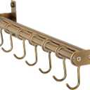 DSEAP Pot Rack - Pots and Pans Hanging Rack with 8 Hooks, Double Bars, Wall Mounted, Bronze