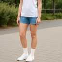 Womens Cotton Calf Socks 6 Pairs, Thin Crew Sock Casual Breathable Stretch Fit, Above Ankle, Size 6-12.5 (White)